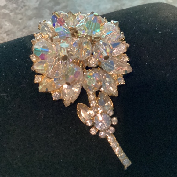 VINTAGE 1950’S  JULIANA CLEAR CRYSTAL RHINESTONE Brooch ARTICULATED MOMS - Picture 1 of 10